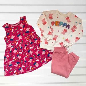PEPPA PIG EUC 3PC Dress & Comfy Set Bundle